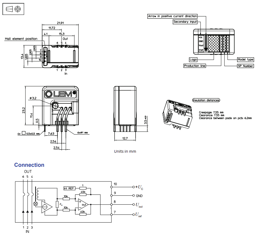 Mechanical Drawing - LEM LXSR Current Sensors